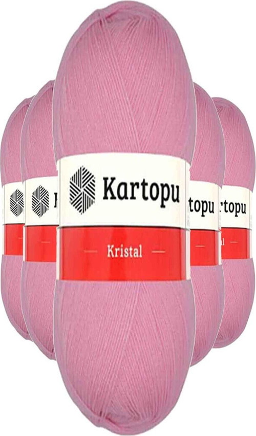5 Adet Kristal Çift Katlı El Örgü Lif İpi Pembe K774
