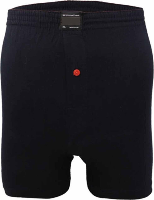 Düğmeli Pamuklu Erkek Penye Boxer Lacivert - 1146A