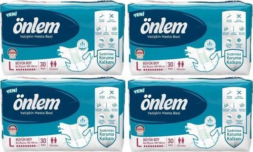 Tekstil Yüzeyli Belbantlı Büyük Boy L 30'lu 4 Adet Hasta Bezi