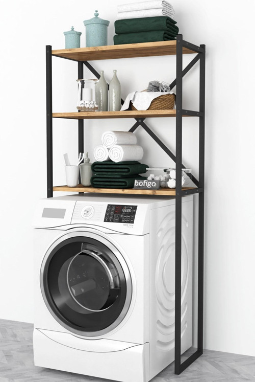 3 Raflı Metal Banyo Düzenleyici Metal Banyo Rafı Çamaşır Makinesı Üstü Çam