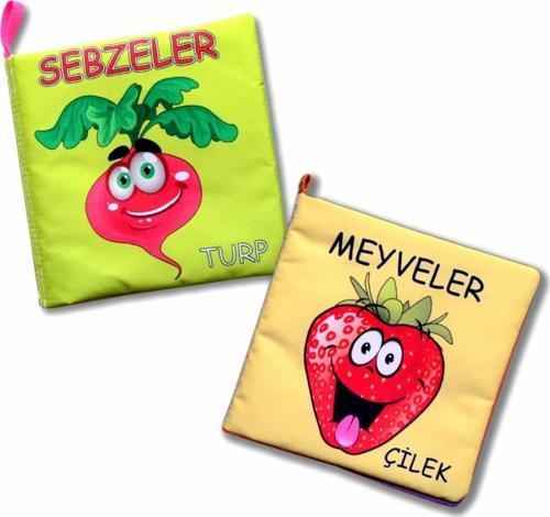 2 Kitap Tox Meyveler ve Sebzeler Kumaş Sessiz Kitap T113 T049 - Bez Kitap , Eğitici Oyuncak , Yumuşak ve Hışırtılı