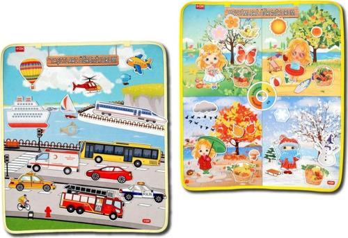 2 Set - 36 Parça  Mevsimler ve Taşıtları Öğreniyorum Keçe Cırtlı Duvar Panoları , Eğitici Oyuncak