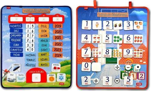 2 Set - 80 Parça  Rakamları ve Takvimi Öğreniyorum Keçe Cırtlı Duvar Panoları , Eğitici Oyuncak