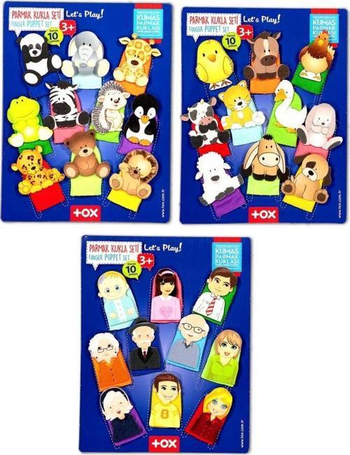 3 Set - 30 Parça Tox Evcil , Vahşi Hayvanlar ve Aile Bireyleri Parmak Kukla T771 T781 T752