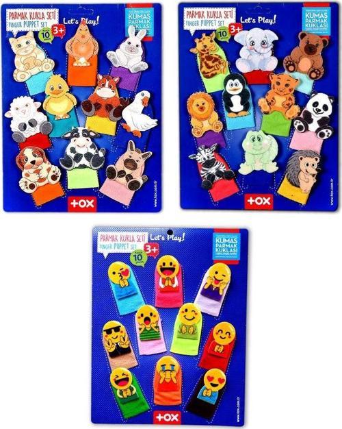 3 Set - 30 Parça Tox Evcil , Vahşi Hayvanlar ve Emojiler Parmak Kukla T772 T782 T106