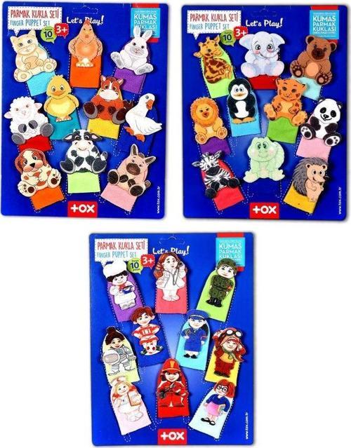 3 Set - 30 Parça Tox Evcil , Vahşi Hayvanlar ve Meslekler Parmak Kukla T772 T782 T761