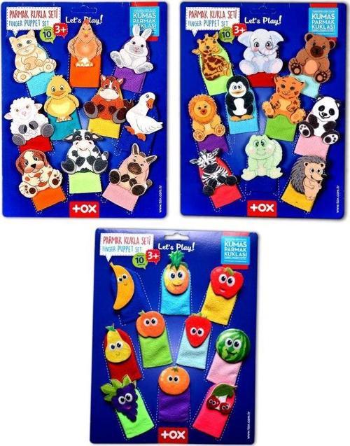 3 Set - 30 Parça Tox Evcil , Vahşi Hayvanlar ve Meyveler Parmak Kukla T772 T782 T105