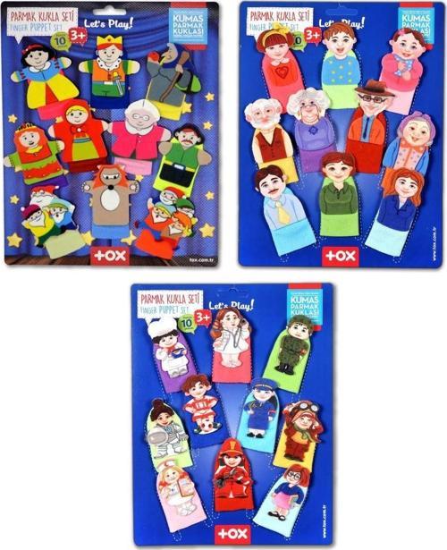 3 Set - 30 Parça Tox Masal Kahramanları, Aile Bireyleri ve Meslekler Parmak Kukla T225 T752 T762