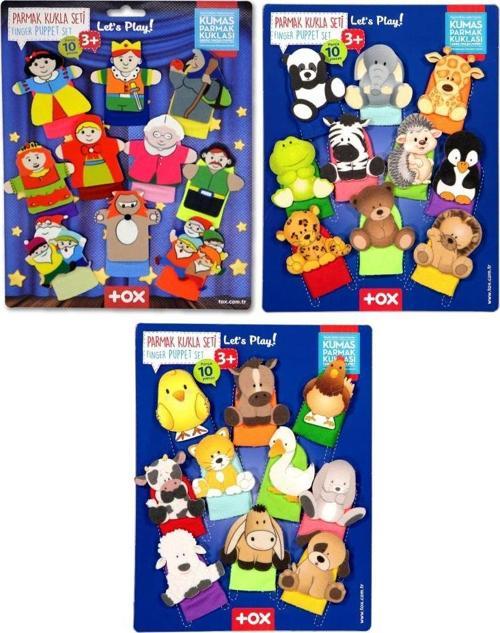 3 Set - 30 Parça Tox Masal Kahramanları, Evcil ve Vahşi Hayvanlar Parmak Kukla T225 T771 T781