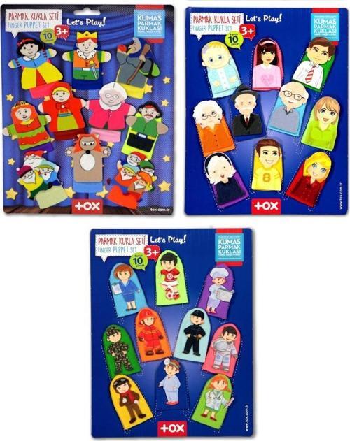 3 Set - 30 Parça Tox Masal Kahramanları, Meslekler ve Aile Bireyleri Parmak Kukla T751 T761 T225