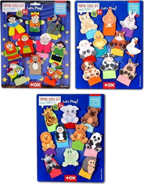 3 Set - 30 Parça Tox Masal Kahramanları, Vahşi ve Evcil Hayvanlar Parmak Kukla T225 T772 T782