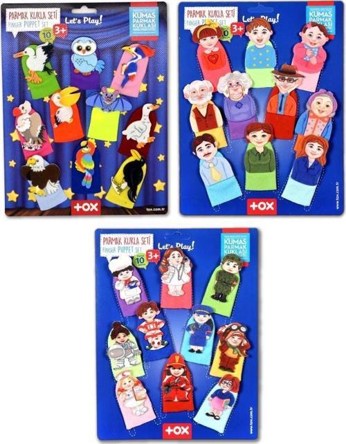 3 Set - 30 Parça Tox Meslekler, Aile Bireyleri ve Uçan Hayvanlar Parmak Kukla T752 T762 T222