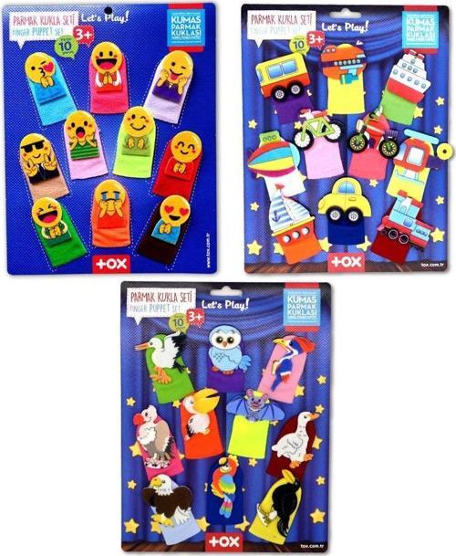 3 Set - 30 Parça Tox Taşıtlar, Emojiler ve Uçan Hayvanlar Parmak Kukla T181 T106 T222