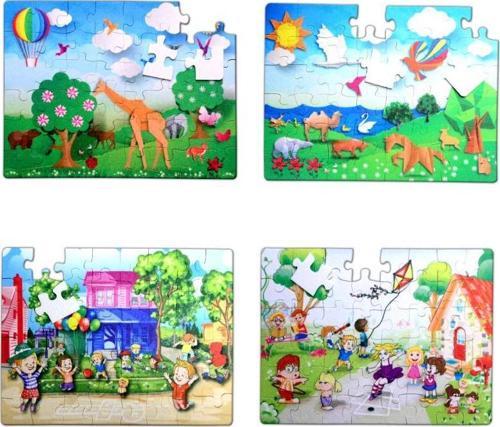 4 Set - 96 Parça Tox Origami ve Oyun Parkı 5+ Keçe Yapboz - 5 Yaş Puzzle T018 T040