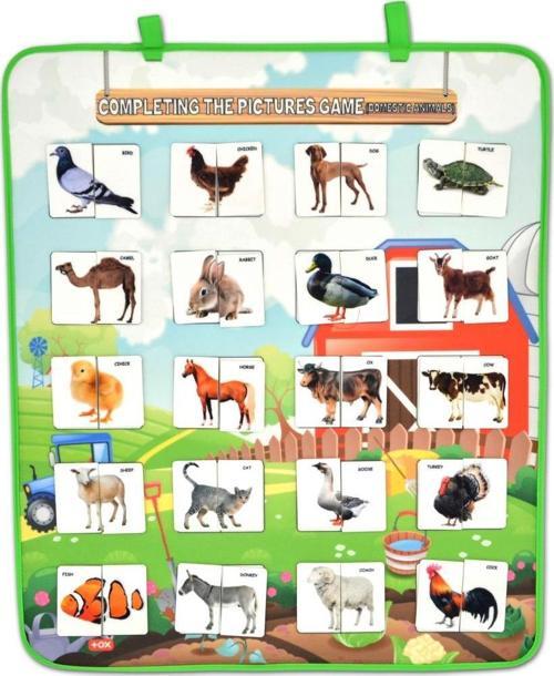 İngilizce Parça-Bütün Evcil Hayvanlar Eşleştirme Keçe Cırtlı Duvar Panosu , Eğitici Oyuncak