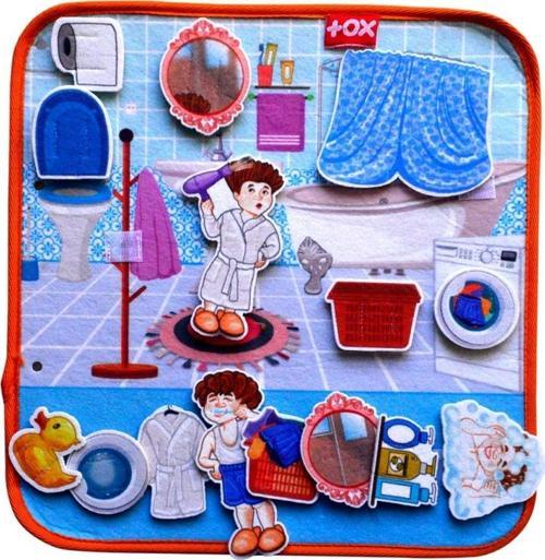 ( Banyo ) Keçe Cırtlı Aktivite Sayfası - Çocuk Etkinlik , Eğitici Oyuncak