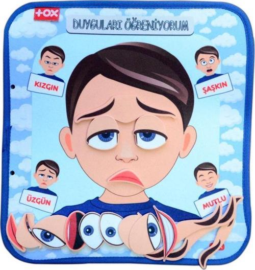 ( Erkek ) Duyguları Öğreniyorum Keçe Cırtlı Aktivite Sayfası - Çocuk Etkinlik , Eğitici Oyuncak