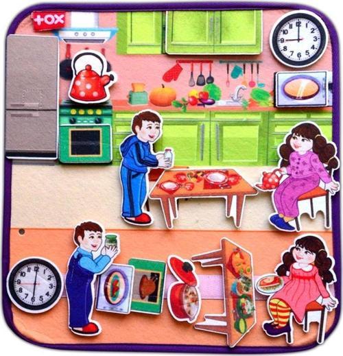 ( Mutfak ) Keçe Cırtlı Aktivite Sayfası - Çocuk Etkinlik , Eğitici Oyuncak