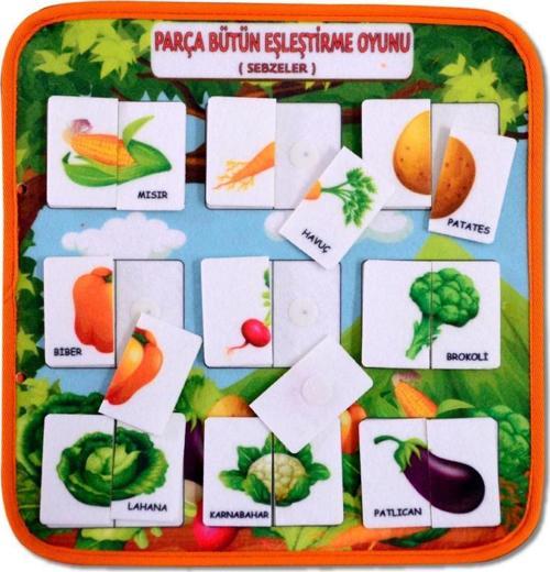( Sebzeler ) Parça-Bütün Eşleşmeler Keçe Cırtlı Aktivite Sayfası - Çocuk Etkinlik , Eğitici