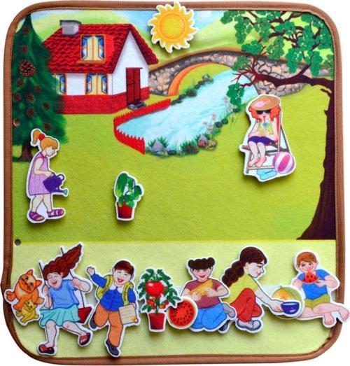 ( Yaz ) Keçe Cırtlı Aktivite Sayfası - Çocuk Etkinlik , Eğitici Oyuncak