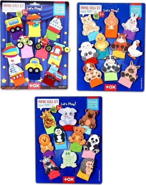 3 Set - 30 Parça Tox Taşıtlar, Evcil ve Vahşi Hayvanlar Parmak Kukla T181 T772 T782