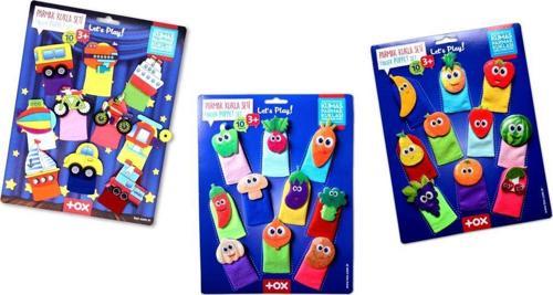 3 Set - 30 Parça Tox Taşıtlar, Meyveler ve Sebzeler Parmak Kukla T181 T104 T105