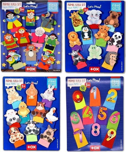 4 Set - 40 Parça Tox Masal Kahramanları, Rakamlar, Evcil ve Vahşi Hayvanlar Parmak Kukla T225 T772 T782 T64