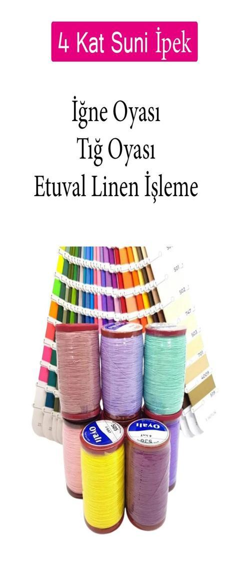 Oyalı 4 Kat Suni İpek İplik İğne Oyası Boncuk İpi Tığ Oyası No:1017