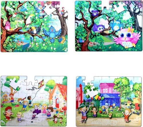 4 Set - 96 Parça Tox Baykuş ve Oyun Parkı 5+ Keçe Yapboz - 5 Yaş Puzzle T040 T017