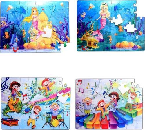 4 Set - 96 Parça Tox Müzik ve Deniz Kızı 5+ Keçe Yapboz - 5 Yaş Puzzle T041 T016