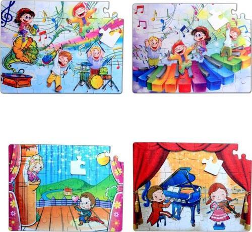 4 Set - 96 Parça Tox Müzik ve Sahne 5+ Keçe Yapboz - 5 Yaş Puzzle T018 T019