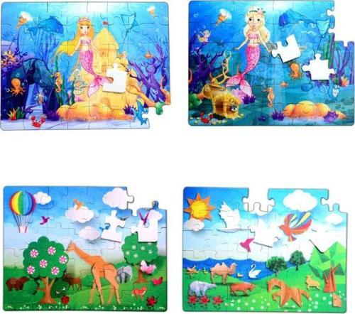 4 Set - 96 Parça Tox Origami ve Deniz Kızı 5+ Keçe Yapboz - 5 Yaş Puzzle T041 T018