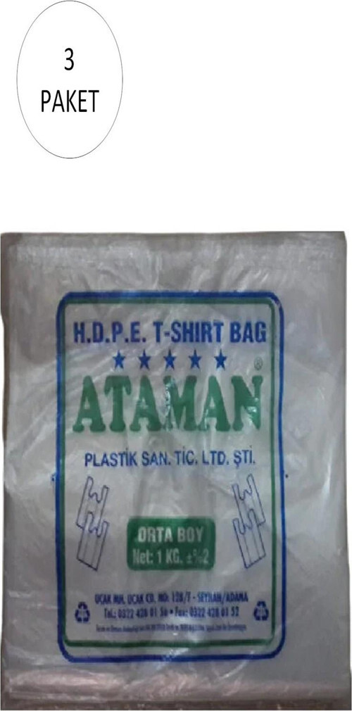 Kalın Şeffaf Atlet Poşet Orta Boy 27x47 Cm 1 Kg (3 Paket-Takriben 435 Adet)