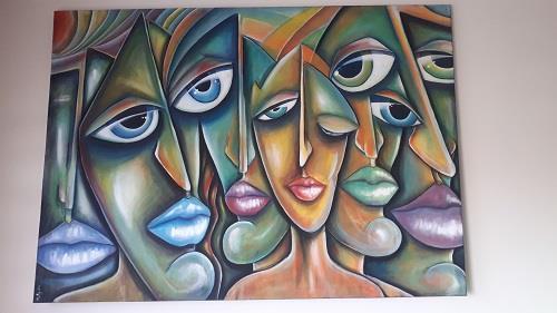MERAL AYDIN Pamuklu kumaş üzerine akrilik soyut resim çalışması 100x140 cm