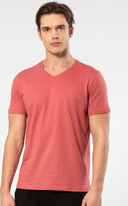 Erkek V Yaka T-shirt 2170/Mercan