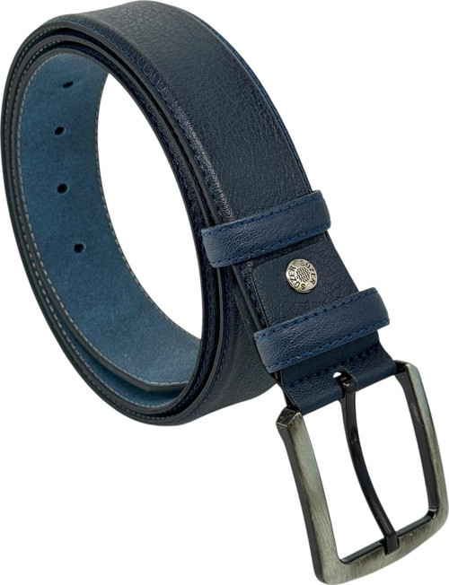 Lacivert Suni Deri 4 cm. Genişlik Damar Desenli Model Klasik Erkek Kemer // 7400-47