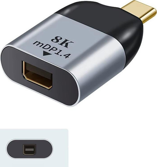 CR25 M-ac-Book Thunderbolt Uyumlu Type-C 3.1'den Mini DisplayPort mDP 1.4 8K 60Hz Çevirici Adaptör