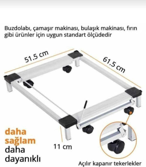 Beyaz Eşya Altlığı Çeksür Tekerlekli Çamaşır Makinesi Altlığı Tekerlekli 60*51Cm