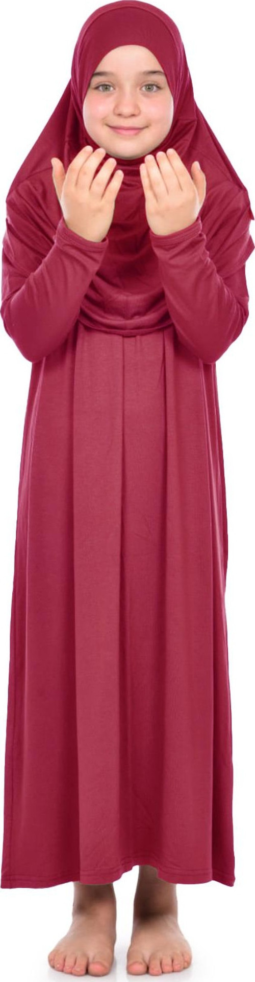 Pratik Çocuk Namaz Elbisesi 8-12 Yaş Kırmızı