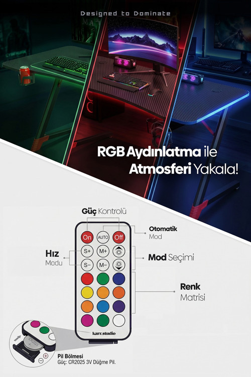 Spark RGB Aydınlatmalı Oyuncu Masası