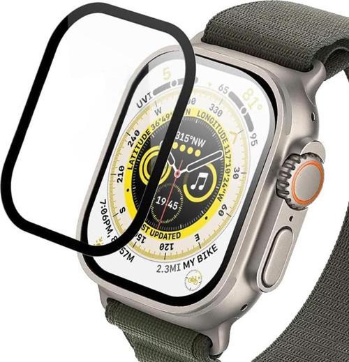 Apple Watch Ultra 2 Tam Kaplayan Temperli Cam Ekran Koruyucu Siyah
