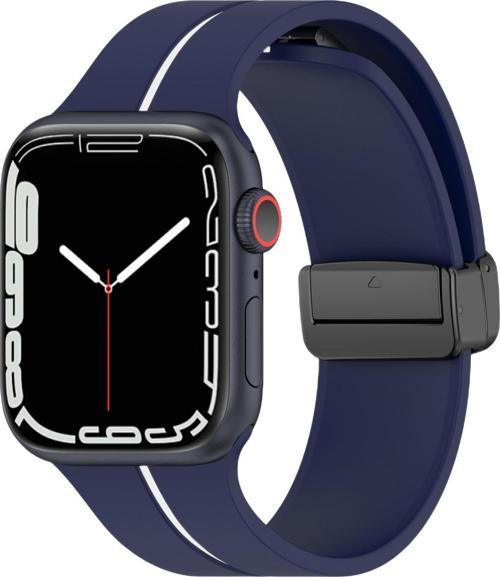 Apple Watch Ultra Kordon Ribbon Line Lacivert Beyaz