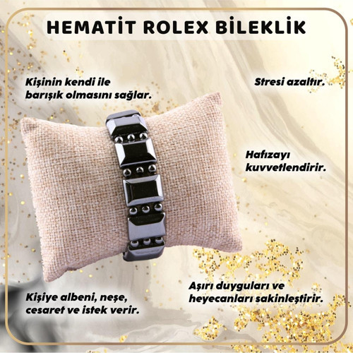 Sertifikalı Hematit Taşı Doğal Taş Roleks Bileklik B073