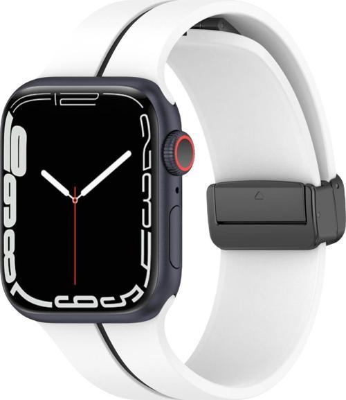 Apple Watch Ultra Kordon Ribbon Line Beyaz Siyah