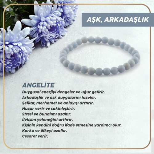 Sertifikalı Angelite Bileklik 6 Mm