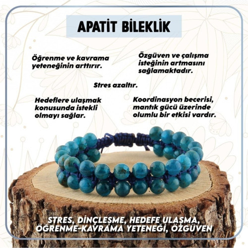Sertifikalı Apatit Doğal Taşı Bileklik - 6 Mm