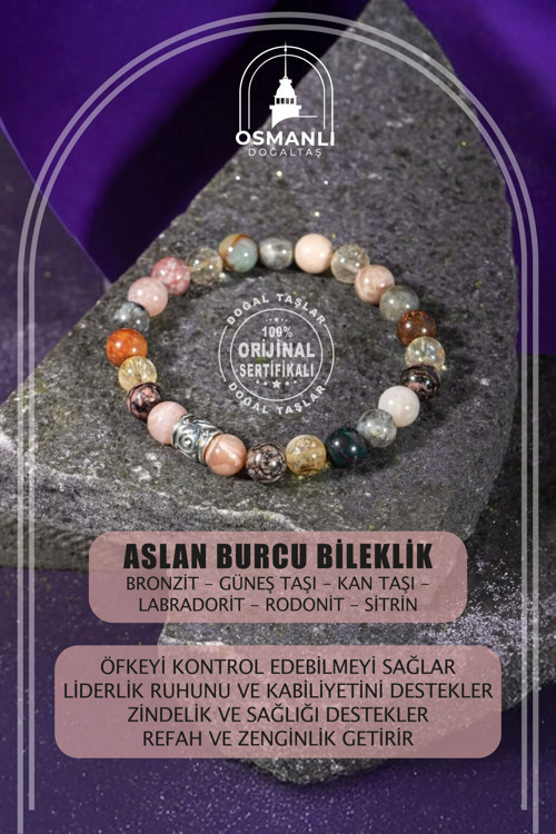 Aslan Burcu Doğal Taş 8Mm Bileklik