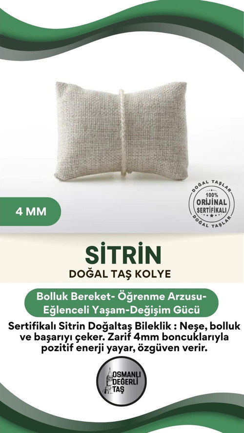 Sertifikalı Sitrin Doğaltaş Bileklik 4 Mm, B968