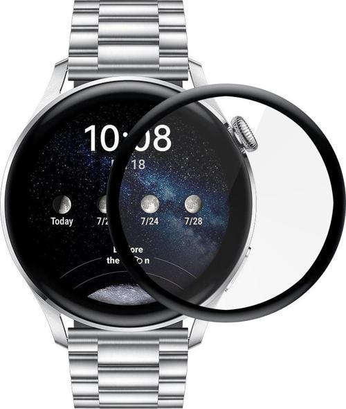 Huawei Watch 3 Tam Kaplayan Temperli Cam Full Ekran Koruyucu Siyah