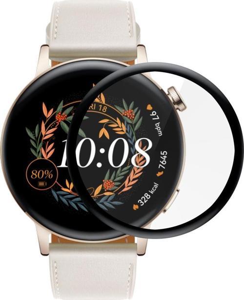 Huawei Watch GT3 42mm Tam Kaplayan Temperli Cam Full Ekran Koruyucu Siyah